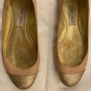 JIMMY CHOO light cream/pink and gold flats